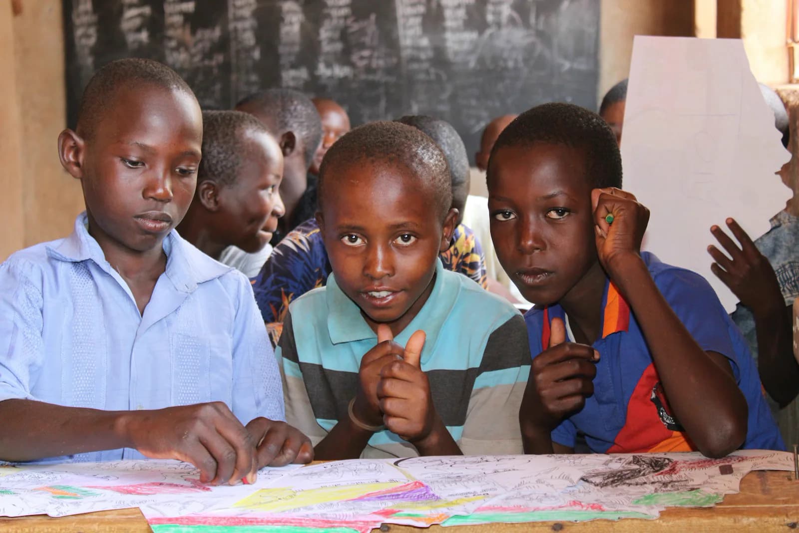 Children participating together in a classroom activity.